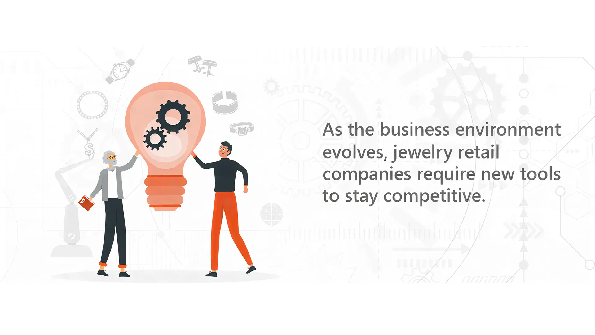 Illustration representing innovation and modern tools for jewelry retail businesses.
