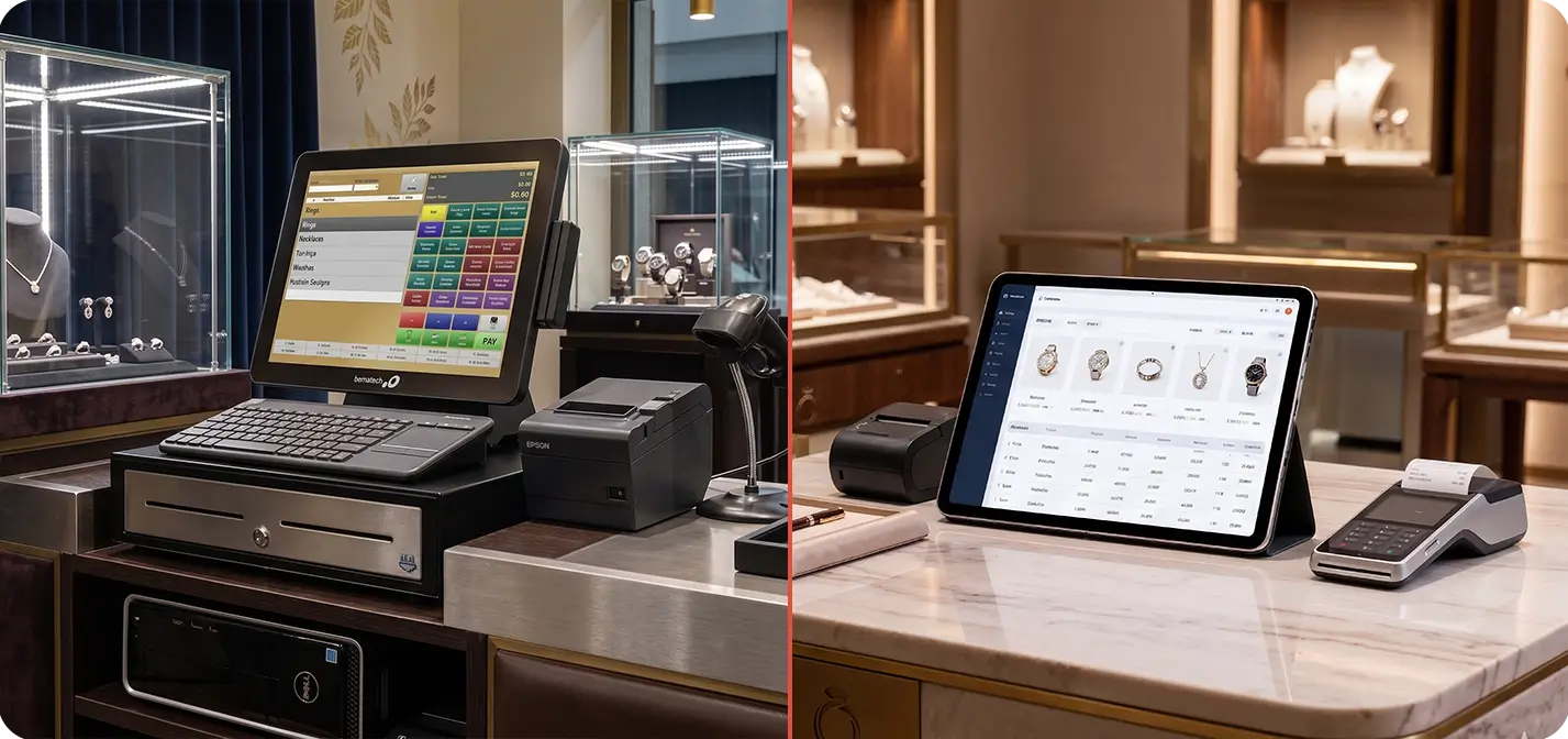 Comparison of old jewelry POS and the new jewelry POS